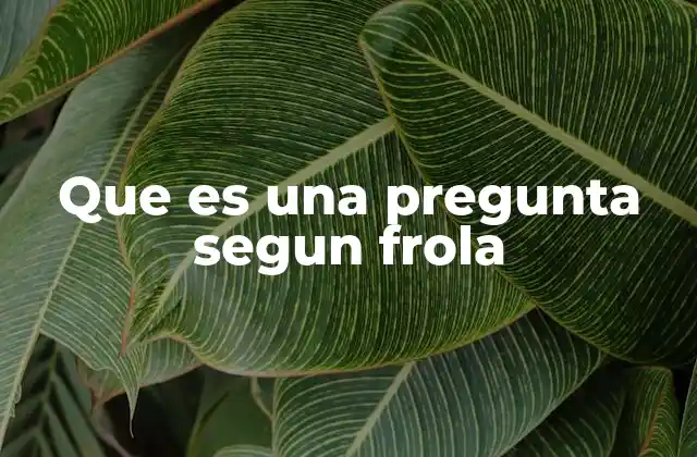 Que es una Pregunta Segun Frola