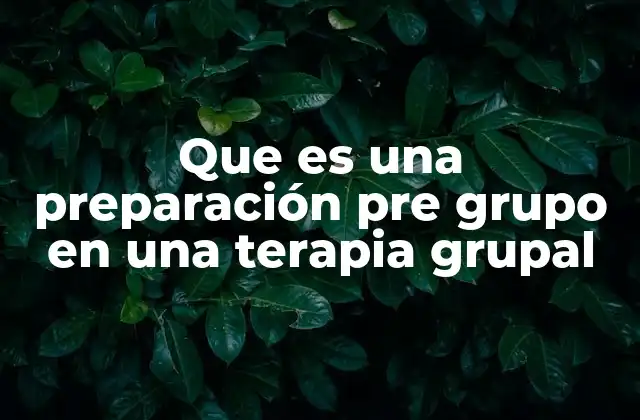 Que es una Preparación Pre Grupo en una Terapia Grupal