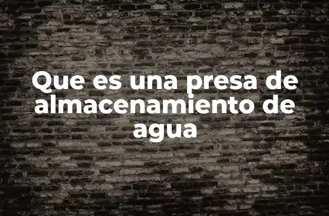 Que es una Presa de Almacenamiento de Agua