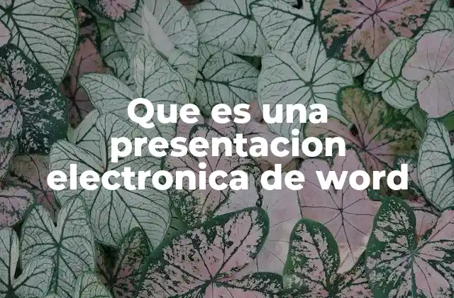 Que es una Presentacion Electronica de Word