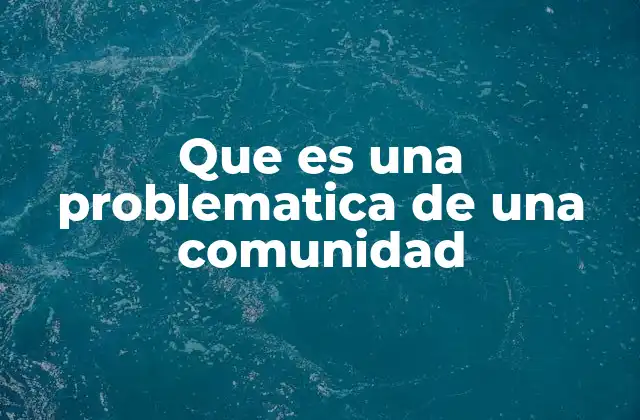 Que es una Problematica de una Comunidad