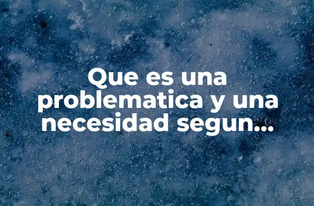 Que es una Problematica y una Necesidad Segun Autores
