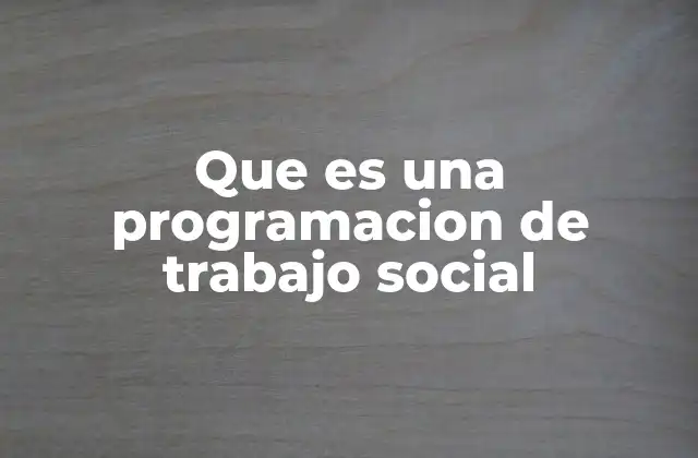 Que es una Programacion de Trabajo Social