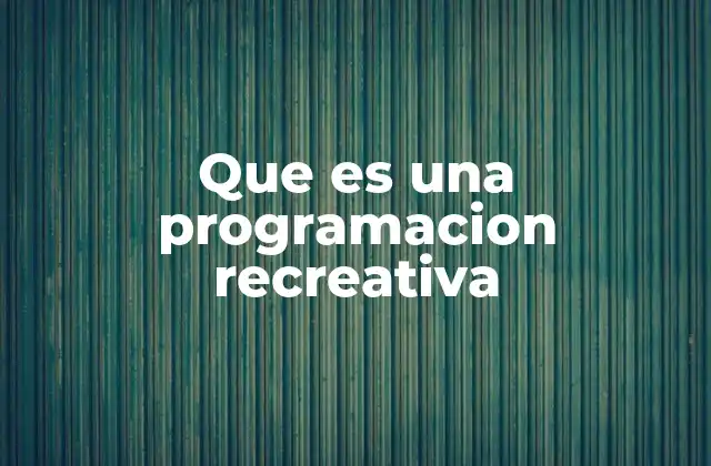 Que es una Programacion Recreativa