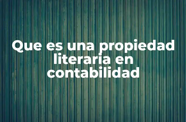 Que es una Propiedad Literaria en Contabilidad