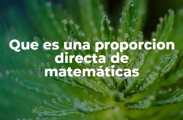 Que es una Proporcion Directa de Matemáticas