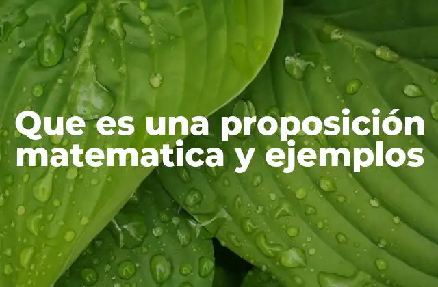 Que es una Proposición Matematica y Ejemplos