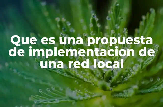 Que es una Propuesta de Implementacion de una Red Local