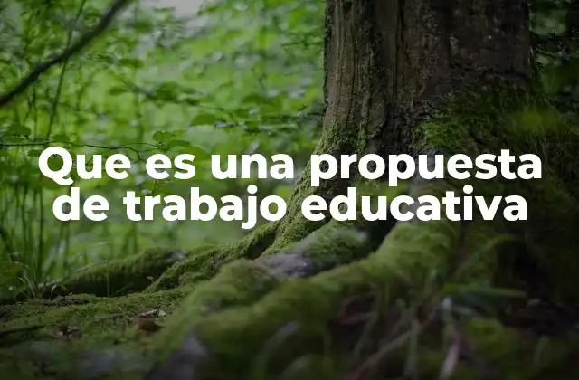 Que es una Propuesta de Trabajo Educativa