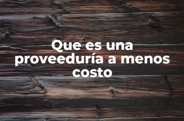 Que es una Proveeduría a Menos Costo