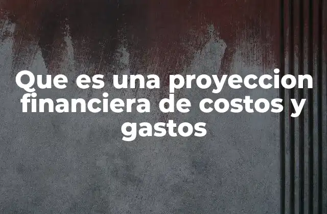 Que es una Proyeccion Financiera de Costos y Gastos