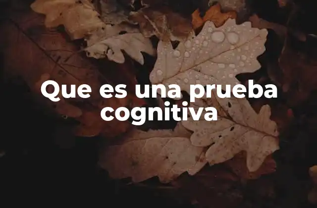 Que es una Prueba Cognitiva