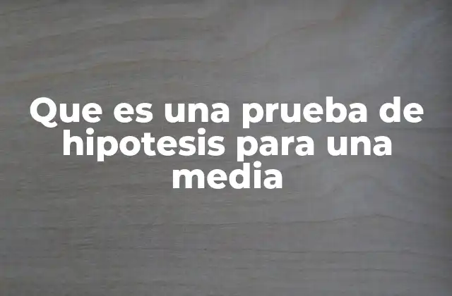 Que es una Prueba de Hipotesis para una Media