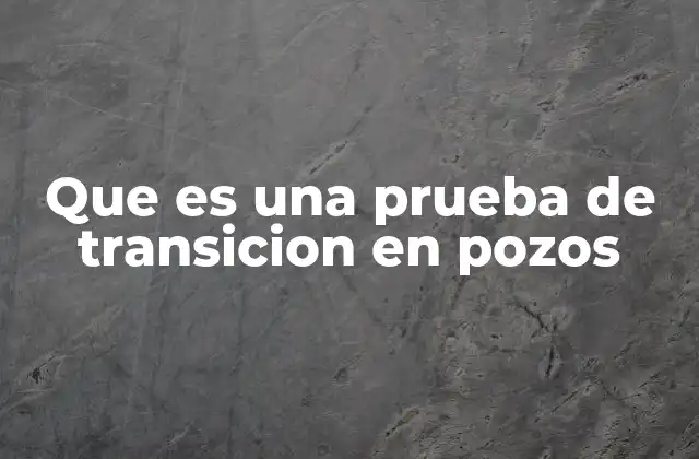 Que es una Prueba de Transicion en Pozos