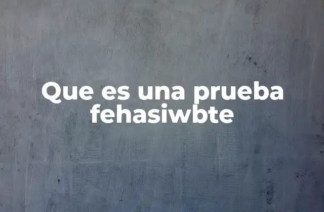Que es una Prueba Fehasiwbte
