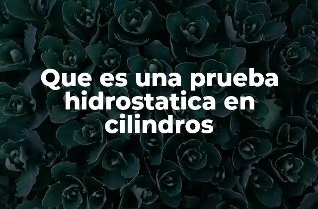 Que es una Prueba Hidrostatica en Cilindros