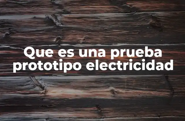 Que es una Prueba Prototipo Electricidad