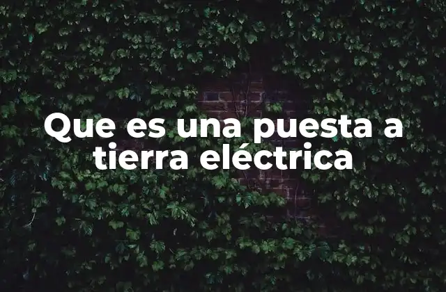 Que es una Puesta a Tierra Eléctrica