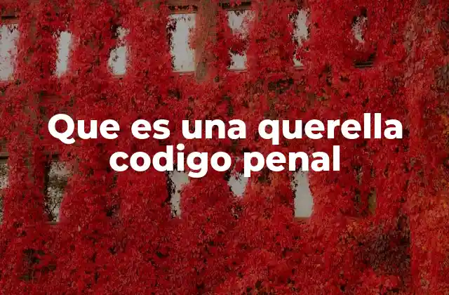 Que es una Querella Codigo Penal