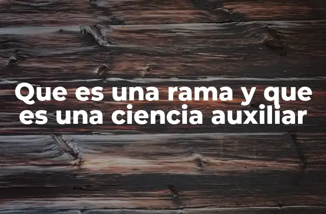 Que es una Rama y que es una Ciencia Auxiliar