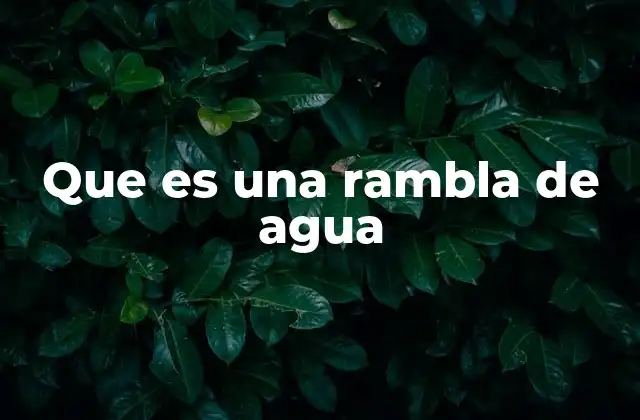 Que es una Rambla de Agua