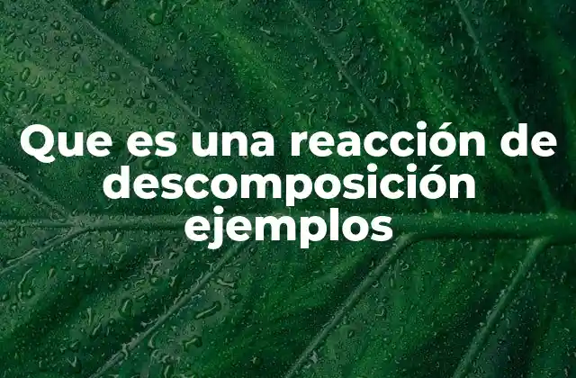Tipos de reacciones químicas y la descomposición