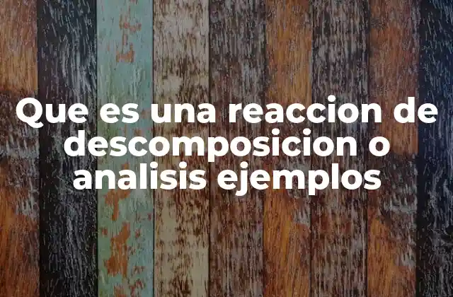 Que es una Reaccion de Descomposicion o Analisis Ejemplos