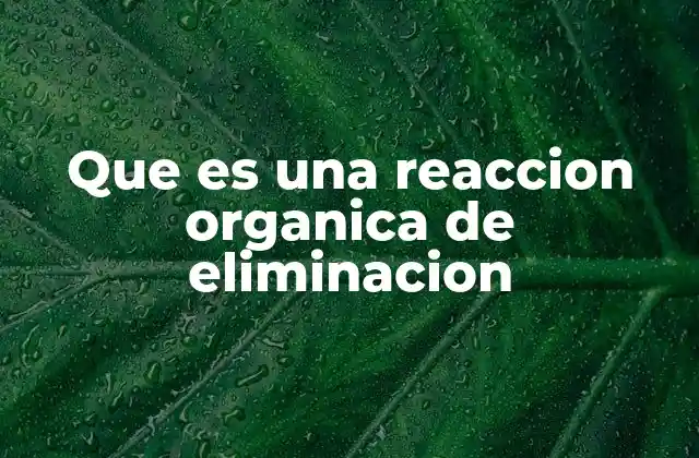 Que es una Reaccion Organica de Eliminacion
