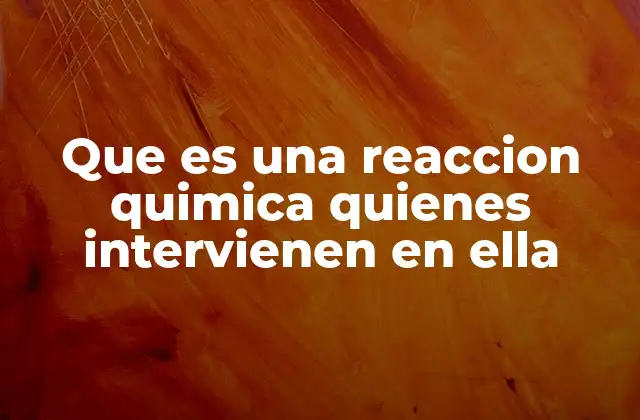 Que es una Reaccion Quimica Quienes Intervienen en Ella