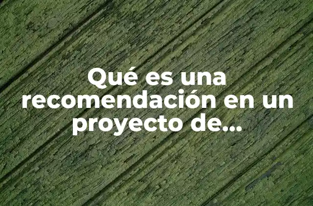 Qué es una Recomendación en un Proyecto de Investigación