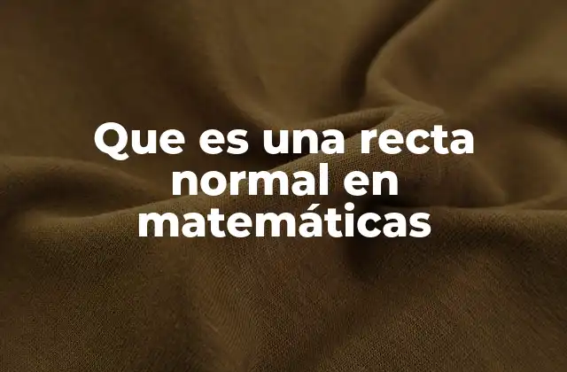 Que es una Recta Normal en Matemáticas