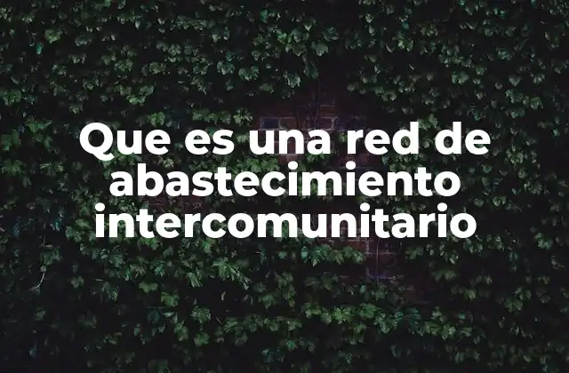 Que es una Red de Abastecimiento Intercomunitario