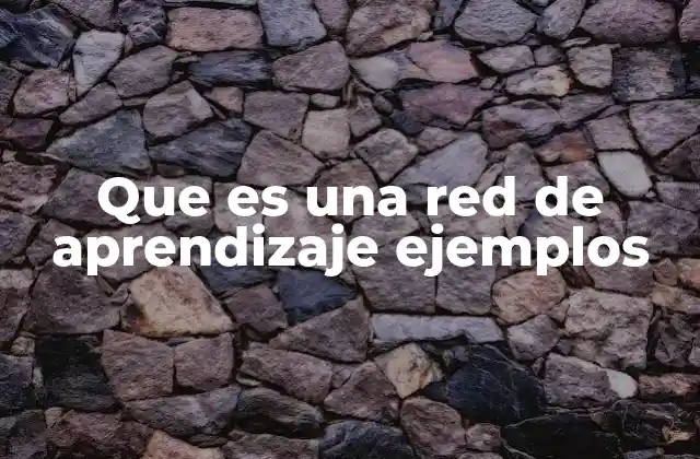 Que es una Red de Aprendizaje Ejemplos
