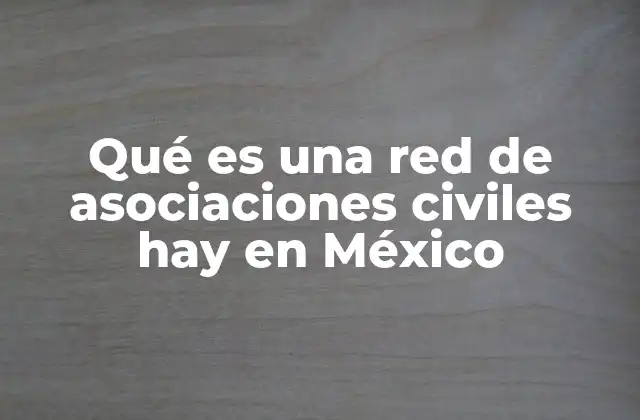 Qué es una Red de Asociaciones Civiles Hay en México