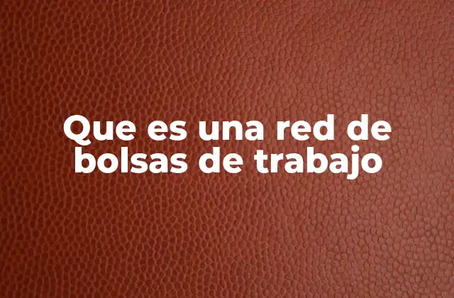 Que es una Red de Bolsas de Trabajo