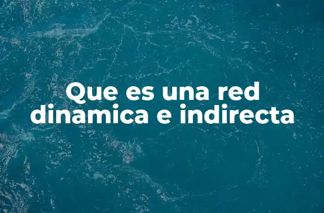 Que es una Red Dinamica e Indirecta
