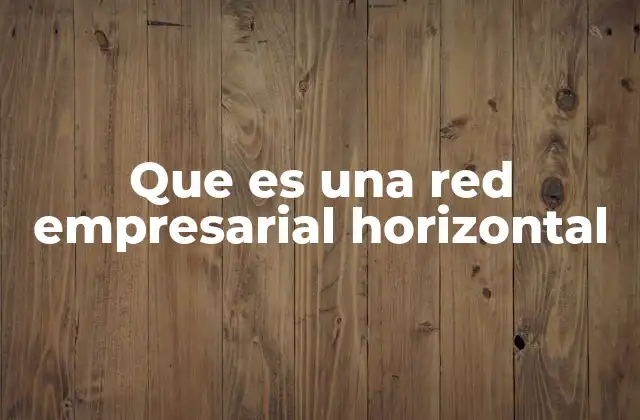Que es una Red Empresarial Horizontal