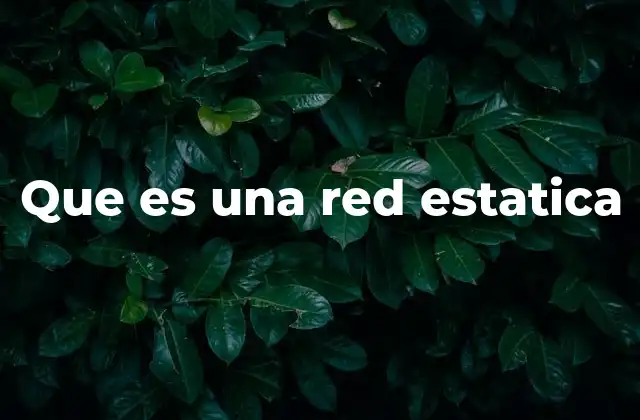 Que es una Red Estatica 2 Características y funcionamiento de una red estática