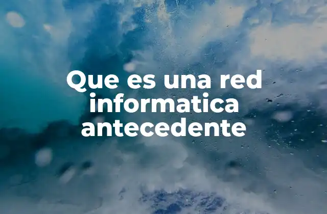 Que es una Red Informatica Antecedente