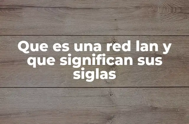 Que es una Red Lan y que Significan Sus Siglas