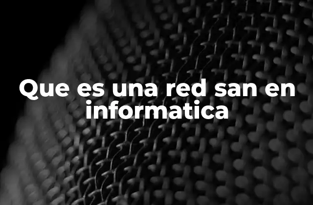 Que es una Red San en Informatica