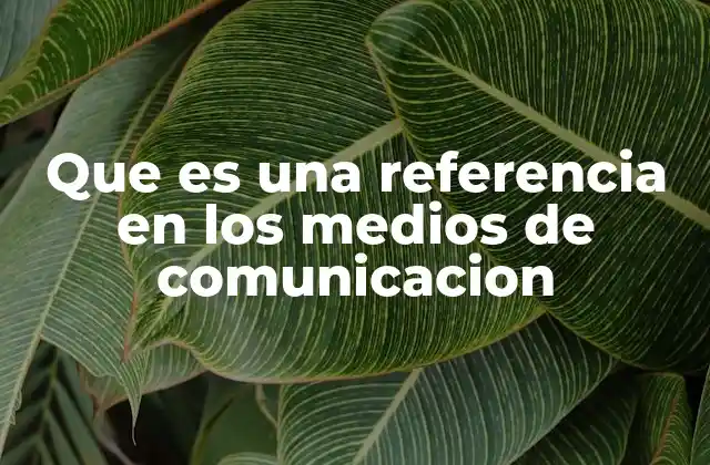 Que es una Referencia en los Medios de Comunicacion