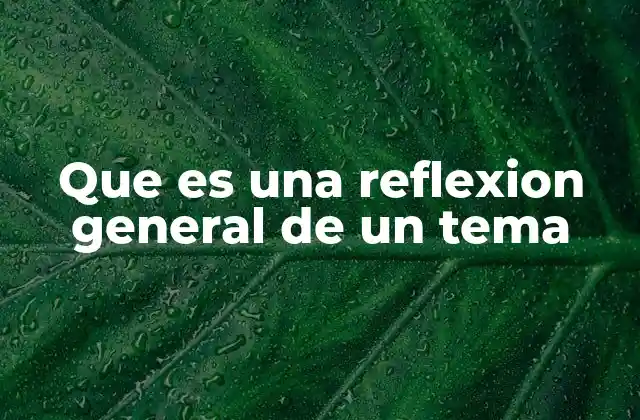 Que es una Reflexion General de un Tema