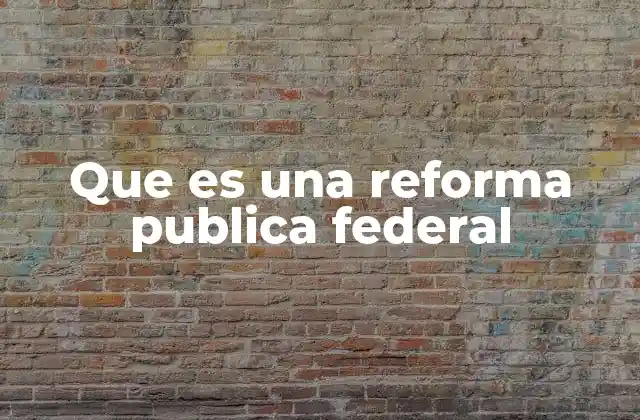 Que es una Reforma Publica Federal