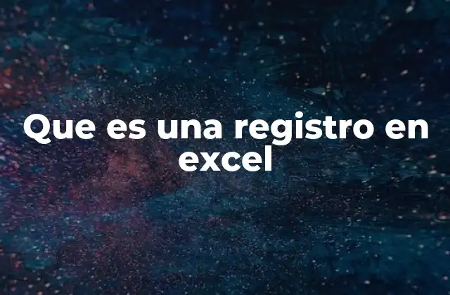 Que es una Registro en Excel