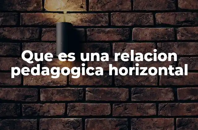 Que es una Relacion Pedagogica Horizontal