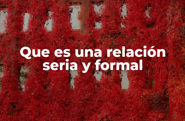 Que es una Relación Seria y Formal