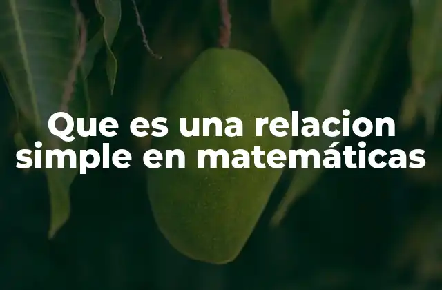 Que es una Relacion Simple en Matemáticas