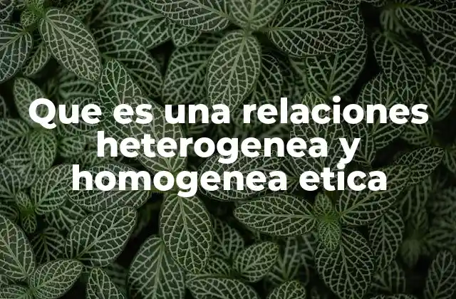 Que es una Relaciones Heterogenea y Homogenea Etica