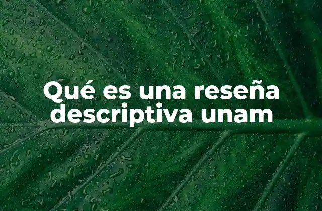 Qué es una Reseña Descriptiva Unam